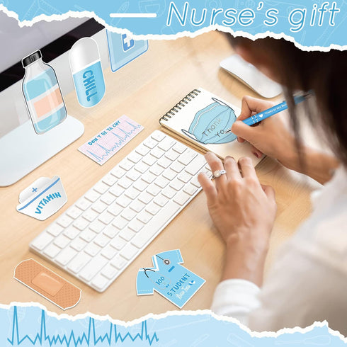 Yaomiao 24 Pcs Nurse Week Gifts Bulk Cna Gifts Funny Nursing Sticky Memo Notes with Ballpoint Pens Appreciation Medical