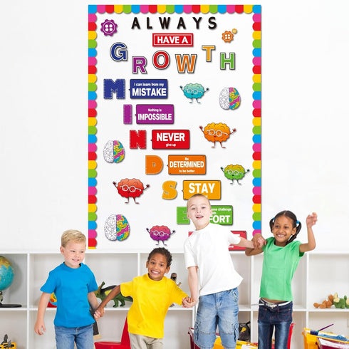 Growth Mindset Bulletin Board Decorations - Motivational Cutouts, Positive Sayings for Elementary and Middle School
