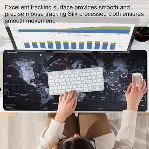 XXL Professional Large Mouse Pad & Computer Game Mouse Mat (35.4x15.7x0.1IN, Map)