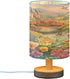 ALAZA Bedside Table Lamp for Bedroom Garden Colorful Floral Nightstand LED Light Lamps with USB Port Linen Fabric Shade