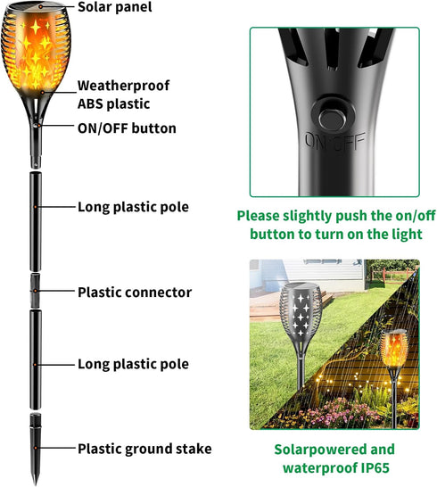 43'' 2 Pack YoungPower Large Solar Torch Lights Flickering Flames Torches, Waterproof Outdoor Flame Decoration Lighting