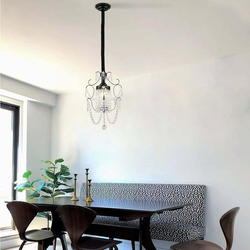 1-Light Mini Crystal Chandelier Chic Chandeliers, Antique Crystal Pendant Light Fixture Elegant Ceiling Light Fixtures
