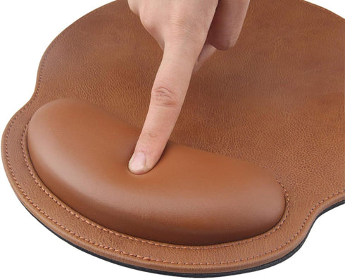 Leather Mouse Pad with Wrist Support, Ergonomic Memory Foam for Office, Gaming, Computer, Laptop Pain Relief
