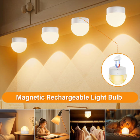 E12 4000mAh Bulb Dimmable, 3 Temperature+12 Bulbs 2 Pack TAIYALOO Rechargeable Lamps, Battery Backup with Remote