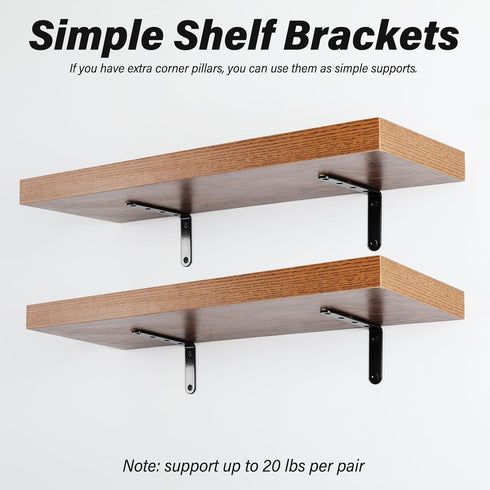 HOME MASTER HARDWARE 5" 3" Brace,4 x Heavy Duty Corner Pcs Shelf Brackets,Steel L Corner Bracket for Wood Furniture