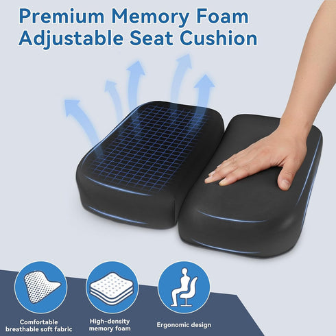 Tailbone Adjustable Seat Cushion, Memory Foam Office Chair Cushion, Car Seat Cushion, Foldable Travel Cushion for Pain