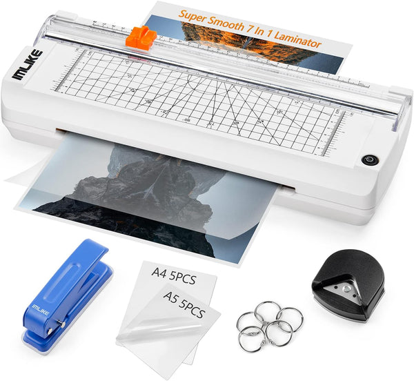 IMLIKE A4 Laminator Machine with Paper Trimmer, 6 in 1 Hot Laminator, 10 Laminating Sheets, 9 Inches for Home/Office