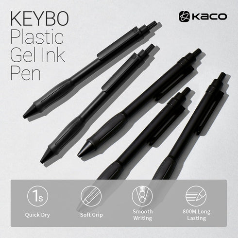 Kaco KEYBO Gel Ink Pens Black 5 Pieces 0.5mm Fine Point Aesthetic Pens School Office Supplies Stationery by Kaco