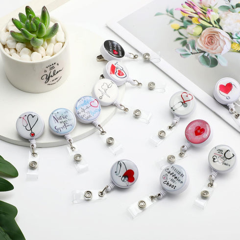 Zonon 12 Pcs Nurse Badge Reels, Retractable ID Holder with Alligator Clip for Doctor Teacher Gifts