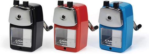 Carl Angel-5 Manual Pencil Sharpener with Metal Table Mount, Quiet for Classroom, Home & Office, Black