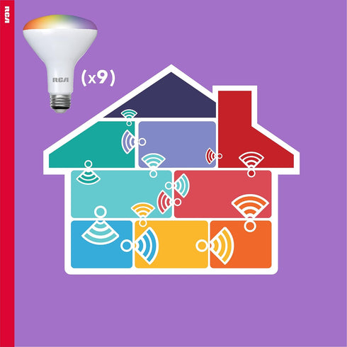 Bulb, 1-PK 9W (60W Bulb, Dimmable BR30 Bulb, Bulb RCA WiFi LED Smart Light | Indoor Flood Light, Equiv) Multicolor