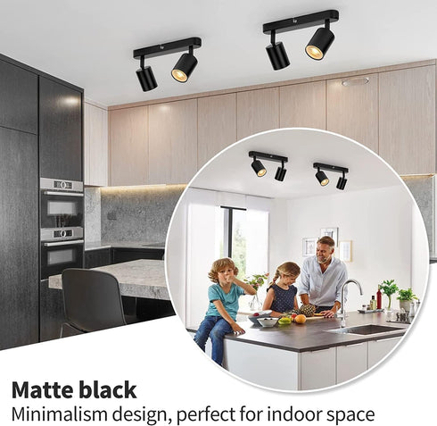SGGSHENNAN 2 Gu10 (Black-2 Adjustable Spotlight Ceiling Light Fixture Light Track Lighting Indoor Directional Light