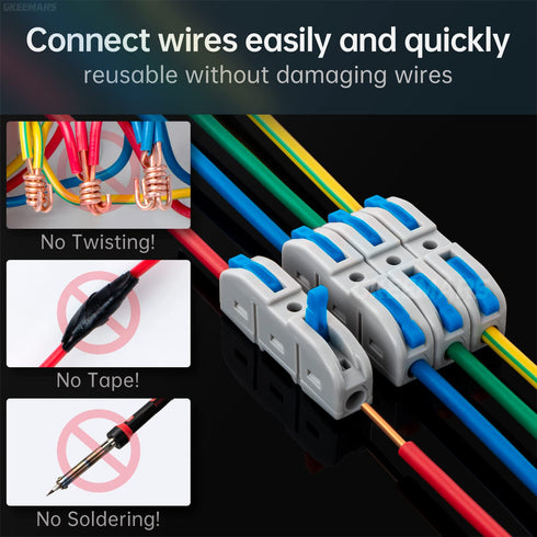 GKEEMARS 50 Pcs Wire Connector, 1 Conductor Compact Wire Connectors Splicing Connectors for Circuit Inline 24-12 AWG (Blue)