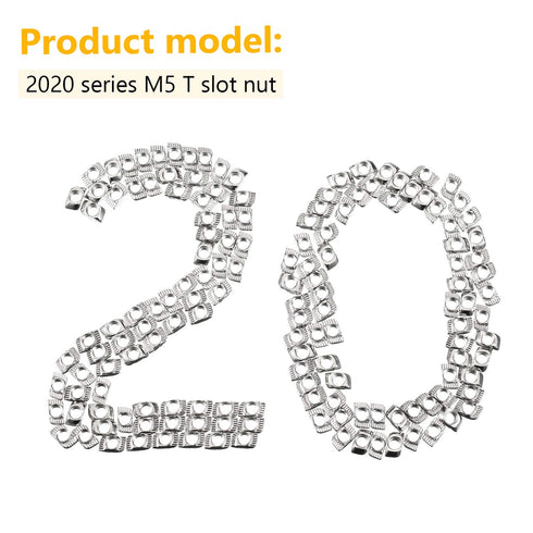 Hotop 150 Pieces 2020 Series T Slot Nuts, Hammer Head Fastener, Plated Carbon Steel Sliding M5 T Nuts