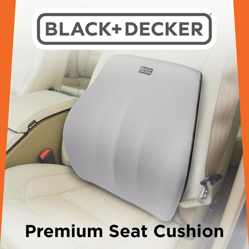 BLACK+DECKER Memory Foam Lumbar Support Pillow, Lumbar Cushion for Office, Car, Wheelchair & Airplane Adjustable Strap