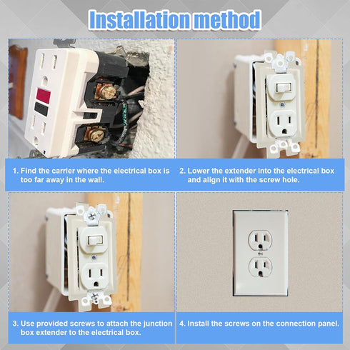 6PCS BE1-6 Electrical Outlet Box Extender, Single Gang with 12pcs Screws, Heavy Duty Plastic Unit Receptacle