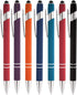 Rainbow Rubberized Soft Touch Ballpoint Pen with Stylus Tip - Premium Metal Pen, Black Ink, Box of 7 (Assortment)