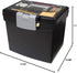 Storex Portable File Storage Box with Translucent Organizer Lid for Letter Paper, Black