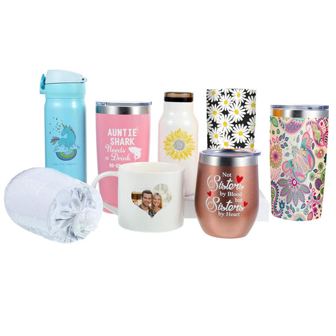 Zonon 50 Pcs Sublimation Heat Shrink Wraps Film Blanks, 5 Different Sizes, White Wrap Bags Tube