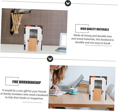 Stylish Beech Wood Bookends for Desk and Shelf Organization