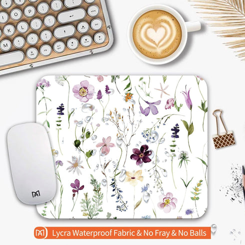 Square Mouse Pad, Beautiful Flowers Plants, Personalized Premium-Textured Custom Mouse Mat, Non-Slip Rubber Base