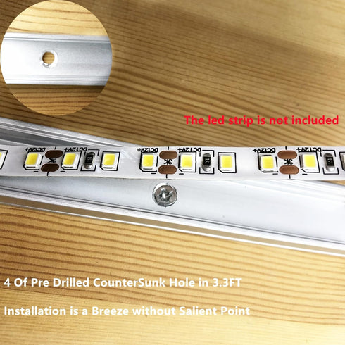 THMOOTHER 5-Pack 3.28FT (5) Matte White Pre-Drilled Clip Free LED Strip U Channel Diffuser, Tight and Flush Mounted