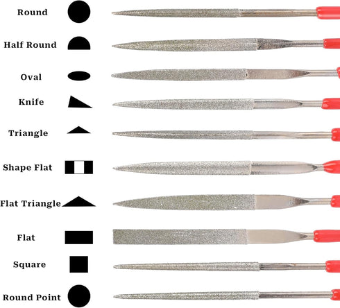 10Pcs Diamond Needle File Set, Model Files Mini Metal File Diamond File Set, Metal File Set Hand Tools, Miniature and Model Files, Small File Jewelry Stone Carving Tools(2x100mm)