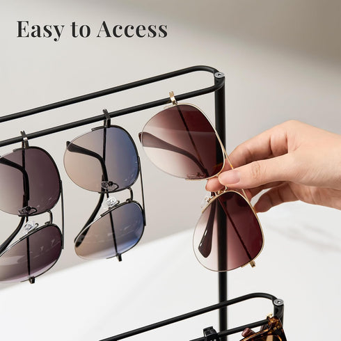 Josmimic 2 Sunglasses Organizer Glasses Holder Stand with Tray, Eye Glasses Display, Tier Sunglass Storage Rack