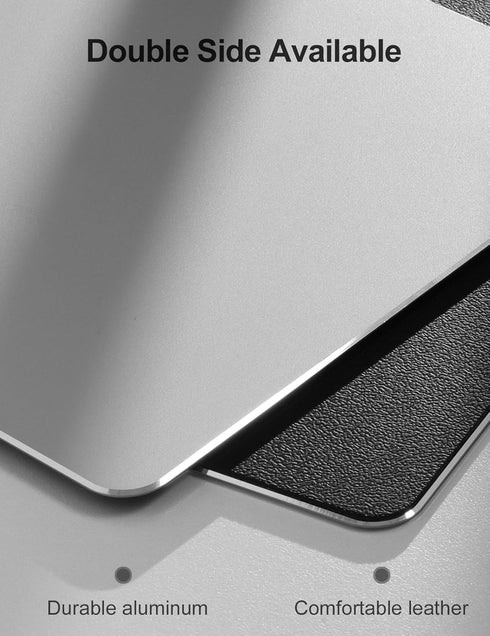 Hard Silver Aluminum Mouse Pad Mat - Ultra Thin Double Side for Gaming and Office (Small 9.05X7.08 Inch)