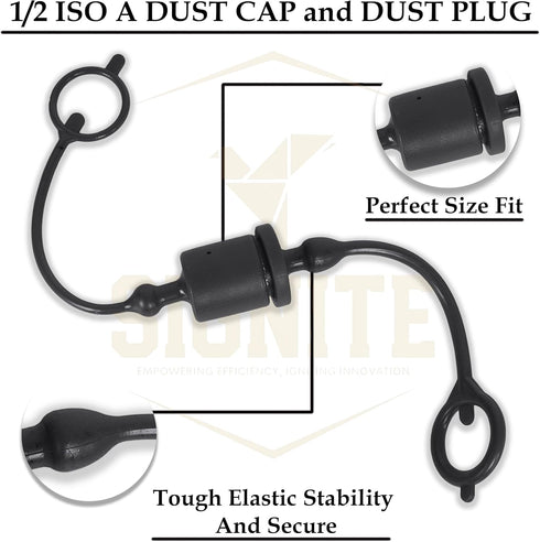 2 Set 1/2 Tractor Hydraulic Coupler Male Dust Cap and Female Plug Cover, ISO A Quick Disconnects Port Plug Fittings