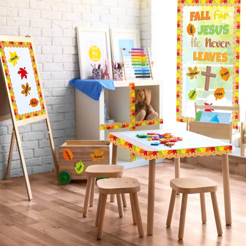 BeYumi 94Pcs Christian Bulletin Board Set, Fall for Jesus, Autumn Maple Leaves, Thanksgiving Decor