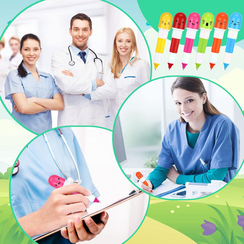 Lincia Pen Pills Bulk - 200 Pcs Cute Cartoon Emotion Ballpoint Pens for Nurse Week School Doctor, 6 Colors