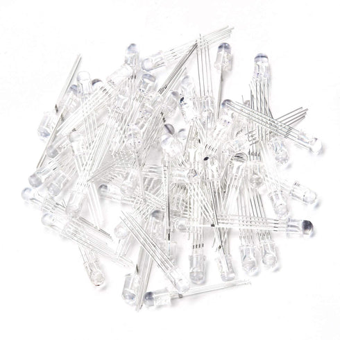 CHANZON 100 pcs 5mm RGB Multicolor LED Diode Lights - Common Anode, Clear Round Transparent 4 pin