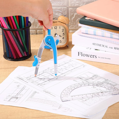 EBOOT Set, 6 Inch 180 Student Geometry Math Drawing Compass and Clear Swing Arm Protractors Degree Math