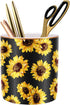 WAVEYU Cute Floral Pattern Pen Holder, Durable Ceramic Pencil Cup for Desk, Makeup Brush Organizer for Girls Women,