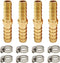 LIONMAX Barb Splicer Mender, 4 PCS Brass Barb Union Hose Fittings, 5/16 Inch to 5/16 Inch with 8 Hose Clamps