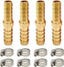 LIONMAX Barb Splicer Mender, 4 PCS Brass Barb Union Hose Fittings, 5/16 Inch to 5/16 Inch with 8 Hose Clamps