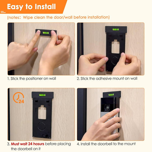 (2024 LOCKA Adhesive Mount for Ring/Other Battery Doorbell Release), No Drilling Camera Door Mounting Holder Bracket