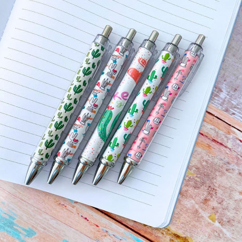8PC Cactus Pens Ballpoint Writing Pen Black Ink for School Classroom Office Desk Decor Supplies Decoration Theme