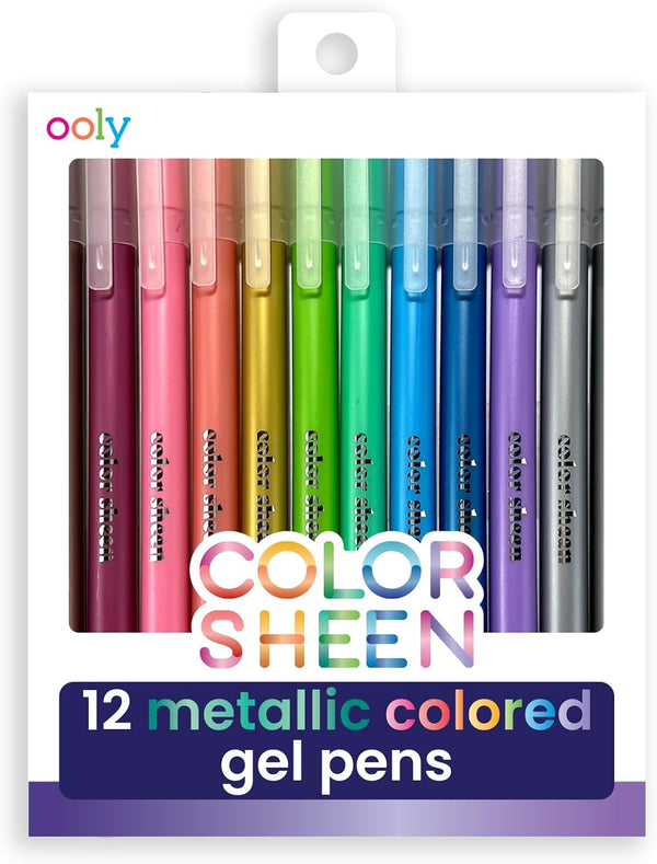 Ooly Color Sheen Metallic Gel Pens, Set of 12 Pens, 1.00mm Fine Point Shimmering Pens for Art Supplies