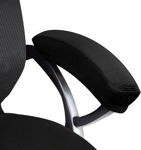 Trycooling 2 Pcs Polyester Removable Machine Washable Office Chair Armrest Slipcovers (Black)