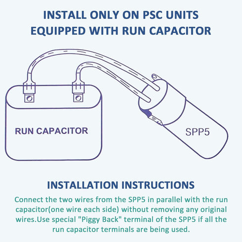SPP5 Hard Start Capacitor for Air Conditioner, Increases Compressor Starting Torque 300%, 2packs