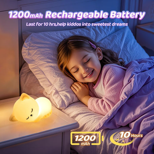 Kids,16 Lamp,Dimmable Night Light for Colors Cat Lamp Cute Baby Night Lights for Nursery,Silicone Rechargeable