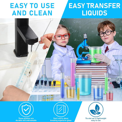 Tellegloww 16 Pack 4 5 5 Pack 1 1 Set Graduated Cylinder Plastic Beaker, Includes Pcs Graduated Cylinder, Pcs Plastic