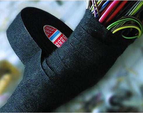 Tesa 51608 Black Fuzzy Fleece Interior Wire Loom Harness Tape for VW, Audi, Mercedes, BMW, 19 mm x 15 m
