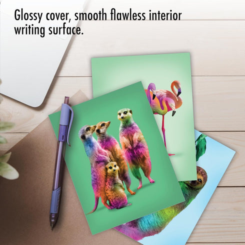 The Best Card Company Assorted Blank Greeting Card Box Set, 20 Cards + Envelopes, 10 Unique Designs, Colorful Creatures