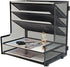 SETTFRFE Office Supplies Desk Organizer, Metal Desktop File Holder with 5-Tier Paper Tray, Black for Efficient Storage