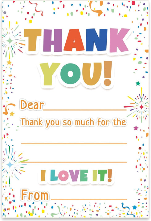 Vusnud 72Pcs (4x6 Thank You Cards, Fill in The Blank Thank You Notes with Envelopes from Teacher for Birthday In)