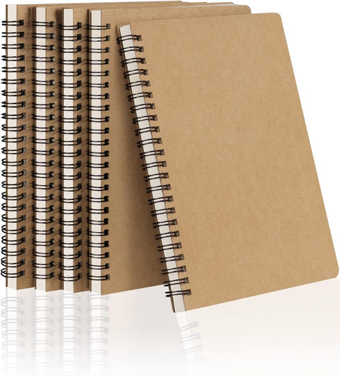 Spiral Notebooks A5 Lined, 5 Pcs College Ruled Journals Bulk, 120 Pages/60 Sheets, Thick Paper for Work
