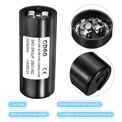 PATIKIL Motor Start Capacitor, 2 Pack 243-292uF/Mfd 250VAC 50/60Hz CD60 for Electric Motor Starting